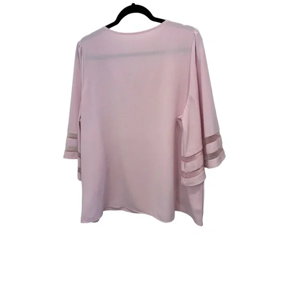 Unbranded Pink Long Decorative Bell Sleeve V-Neck Top Size 2XL NWOT - Picture 3 of 3